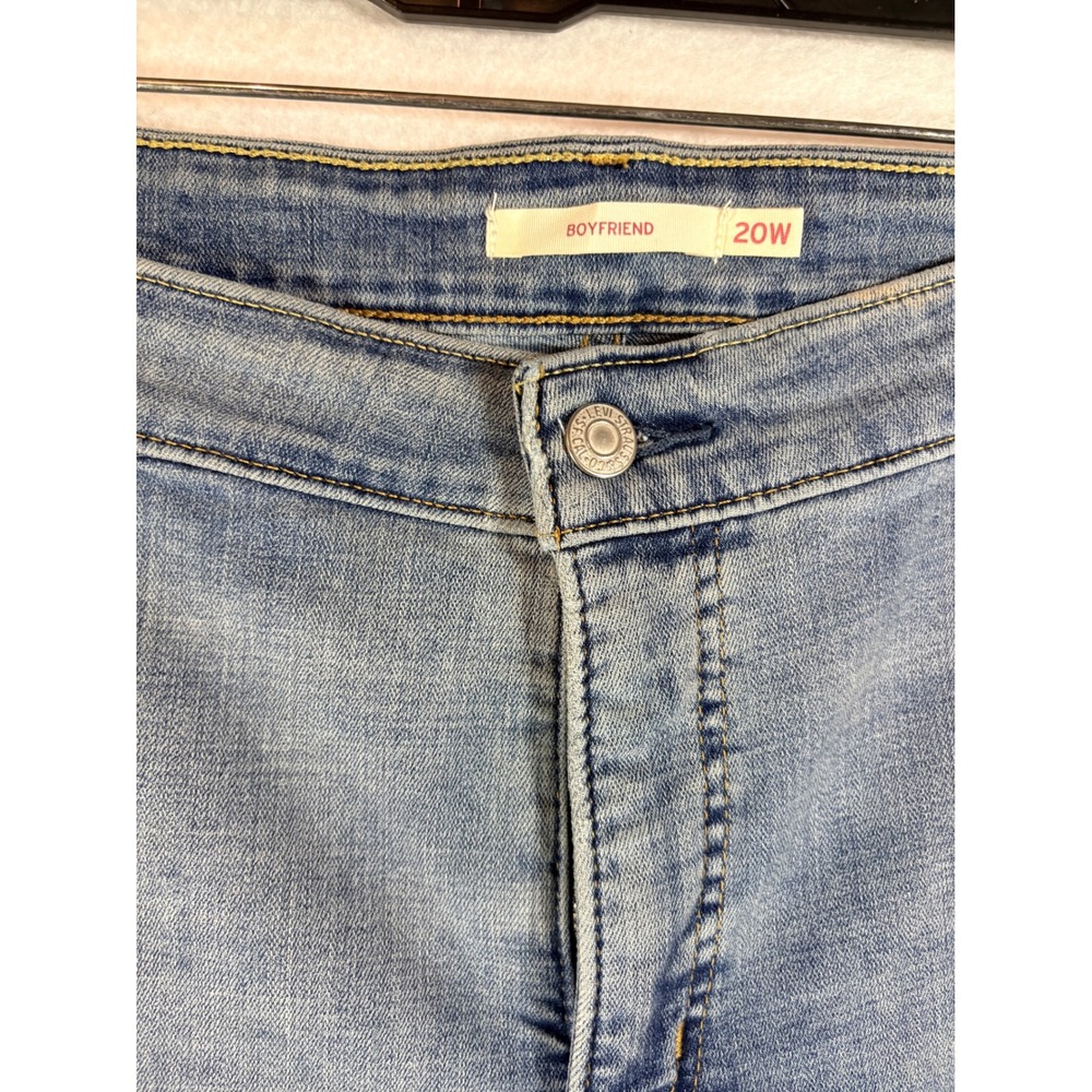 Levi's Boyfriend Jeans Plus Size 20W Distressed Light Wash Straight Leg Denim - Picture 2 of 10